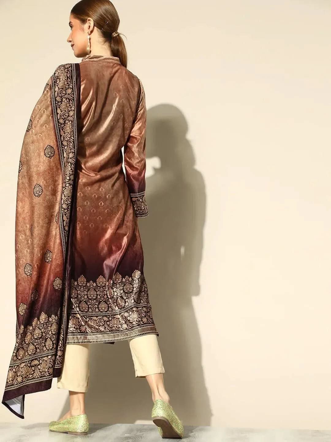 

Buy Beige Printed Velvet Suit Set - 20369O-XS | Libas Ethnic Wear Online