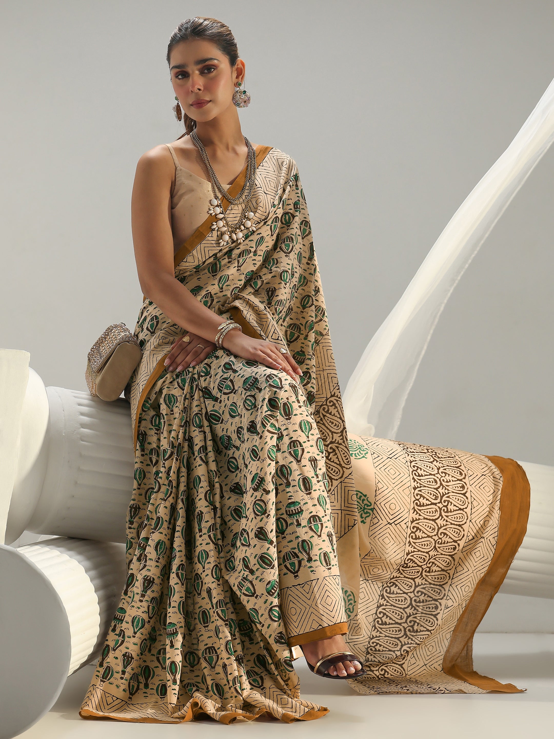 libas Beige Quirky Printed Cotton Saree-picture-54