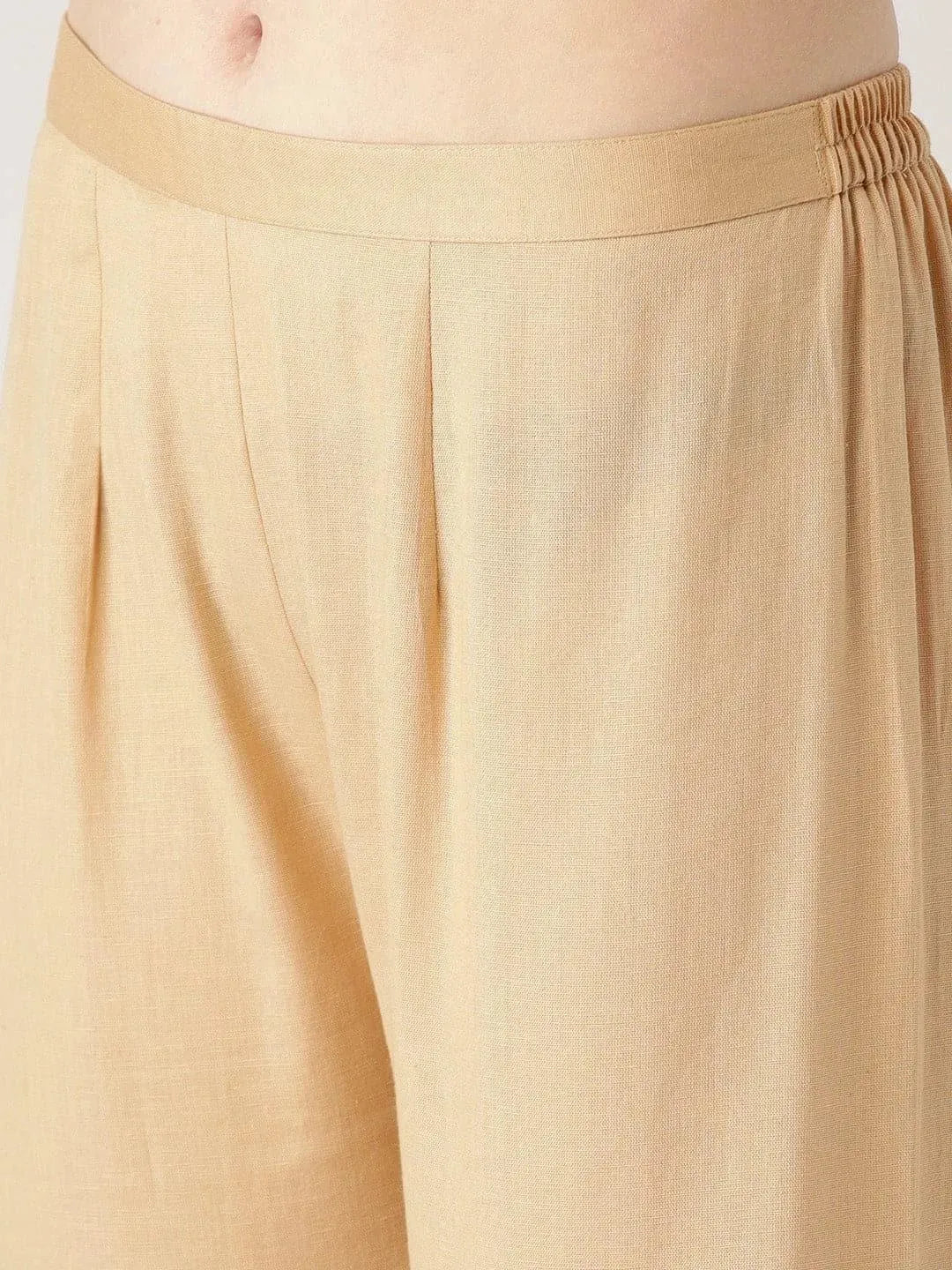 

Beige Solid Cotton Palazzos