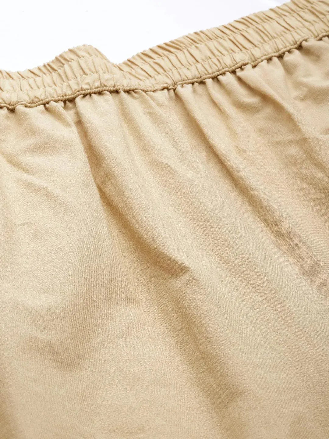 Beige Solid Cotton Palazzos - Libas