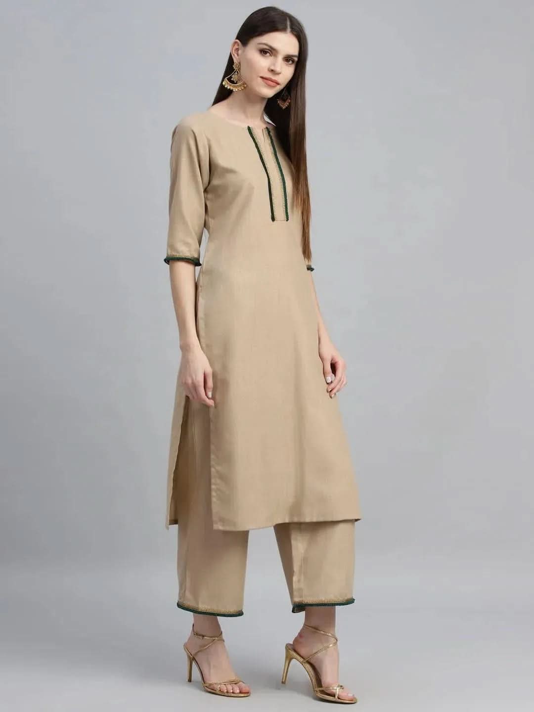 

Buy Beige Solid Cotton Suit Set - 6858-XS | Libas Ethnic Wear Online