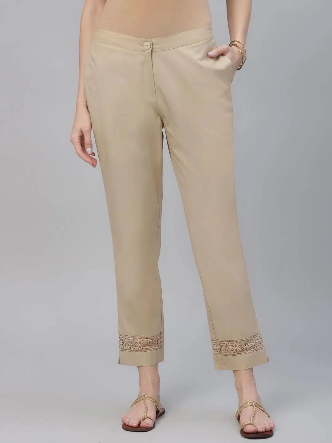 

Buy Beige Solid Cotton Trousers - PL805-S | Libas Ethnic Wear Online