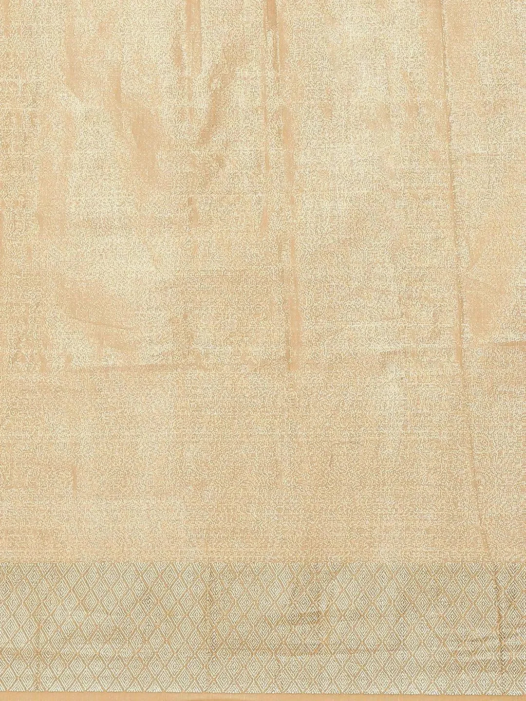Beige Solid Silk Blend Saree - Libas 