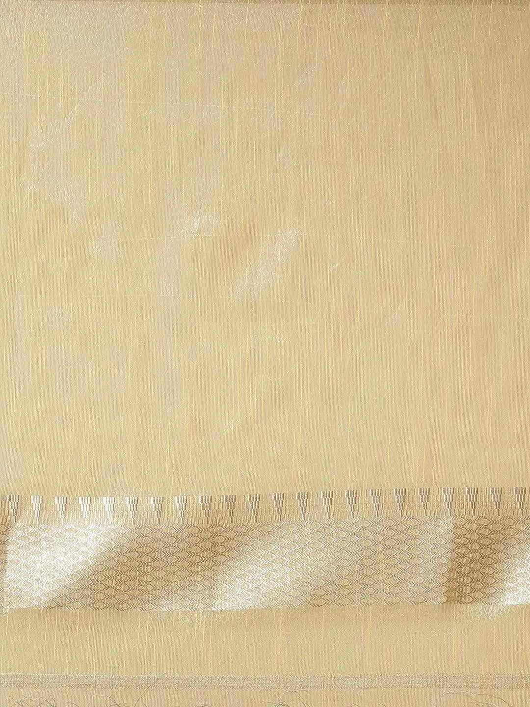 Beige Solid Silk Blend Saree - Libas 