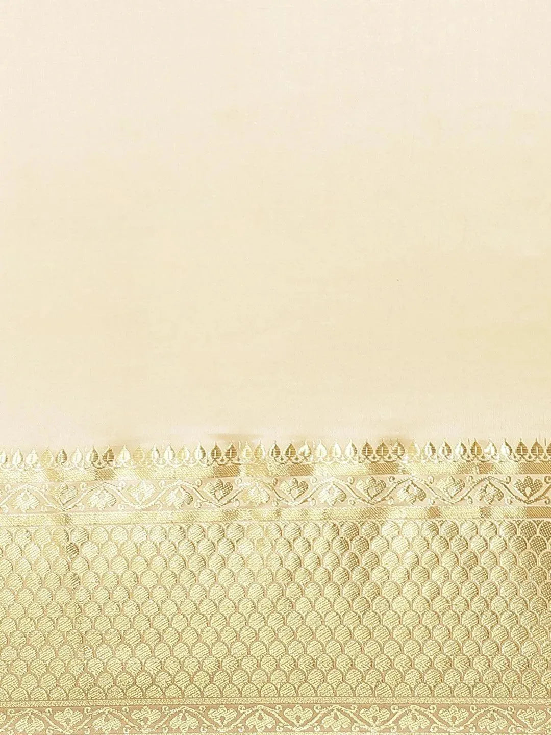 Beige Solid Silk Blend Saree - Libas 