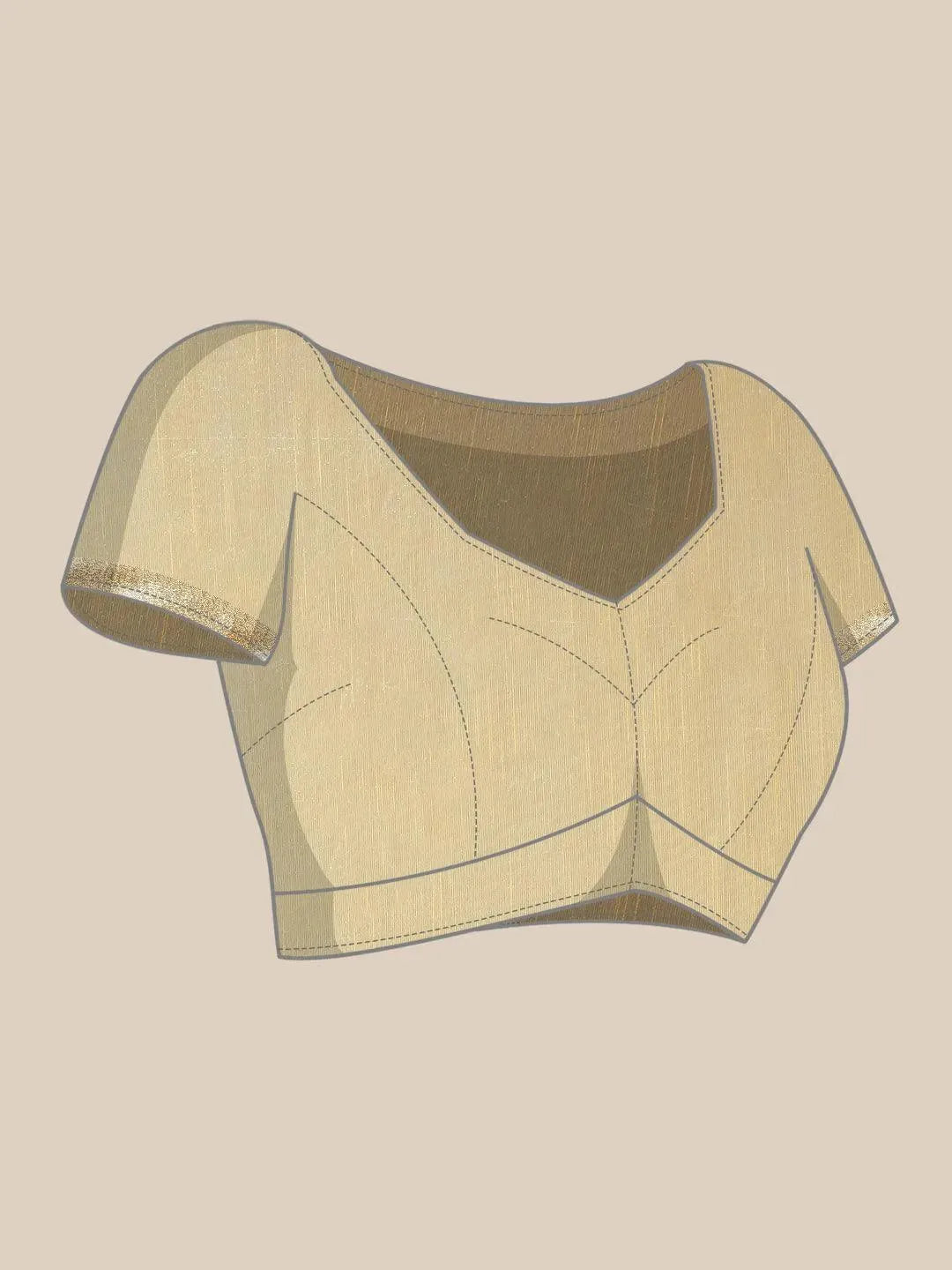 Beige Solid Silk Blend Saree - Libas 