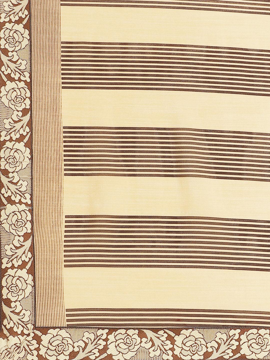 Beige Striped Chiffon Saree - Libas