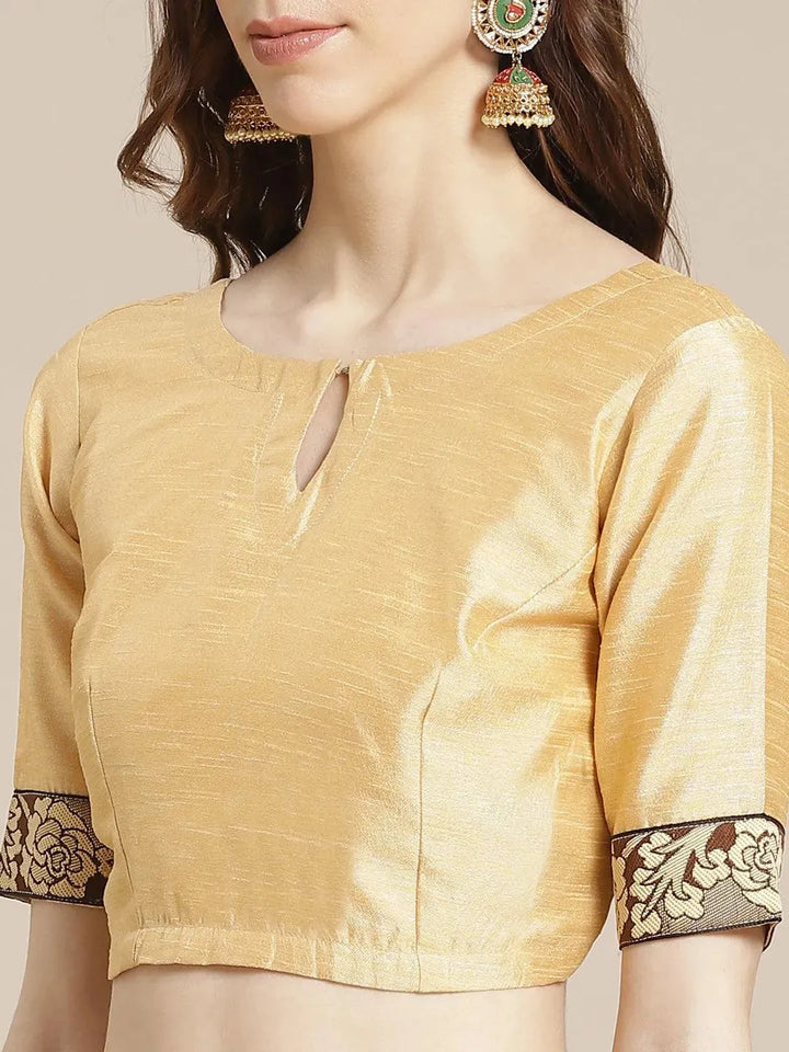 Beige Striped Chiffon Saree - Libas