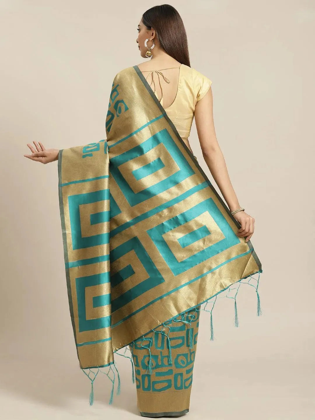 Beige Woven Design Brocade Saree - Libas 