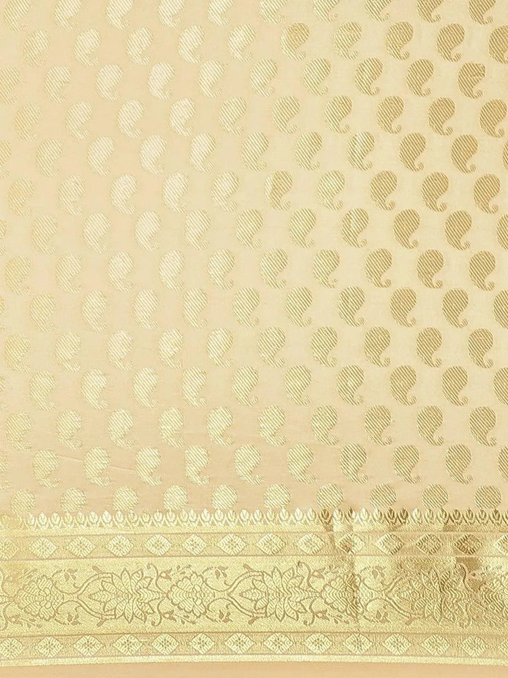 Beige Woven Design Brocade Saree - Libas