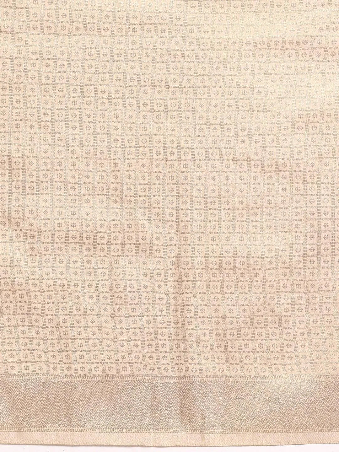 Beige Woven Design Brocade Saree - Libas 