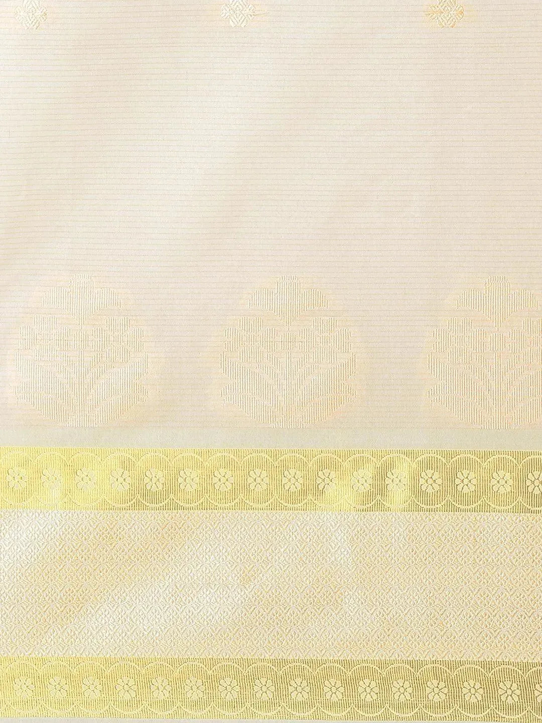 Beige Woven Design Cotton Saree - Libas 