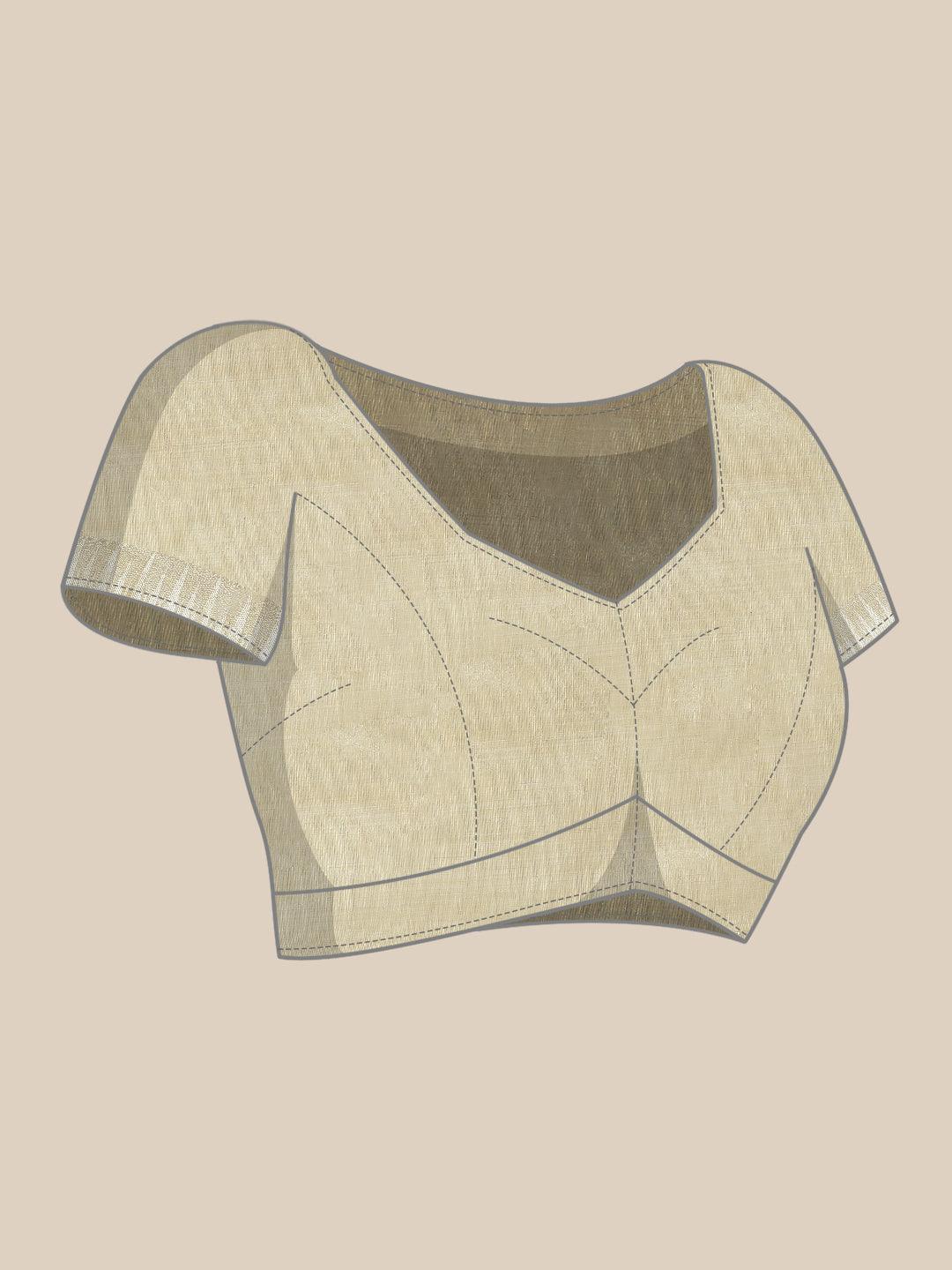 Beige Woven Design Silk Blend Saree - Libas