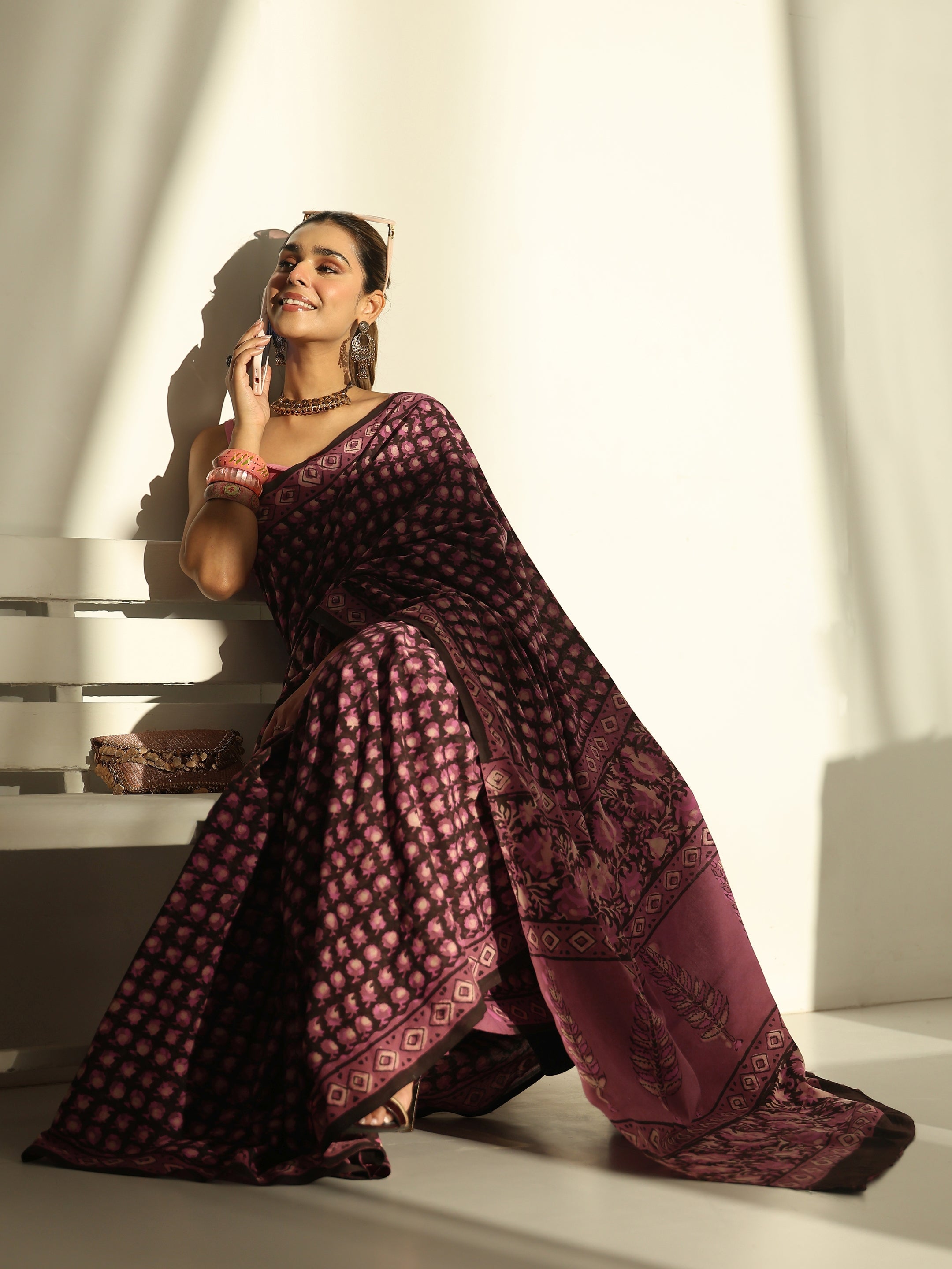 libas Black Dabu Print Cotton Saree-picture-13
