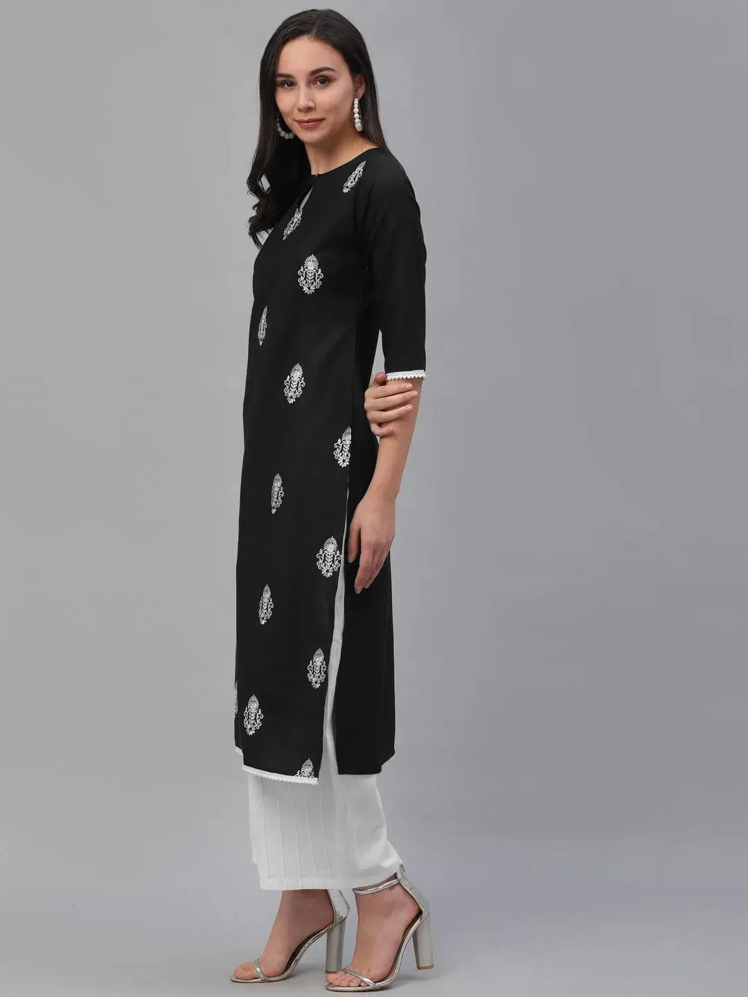 

Buy Black Embroidered Cotton Kurta - 9188F- | Libas Ethnic Wear Online