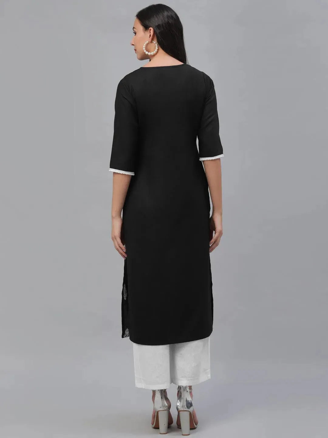 

Buy Black Embroidered Cotton Kurta - 9188F-XS | Libas Ethnic Wear Online