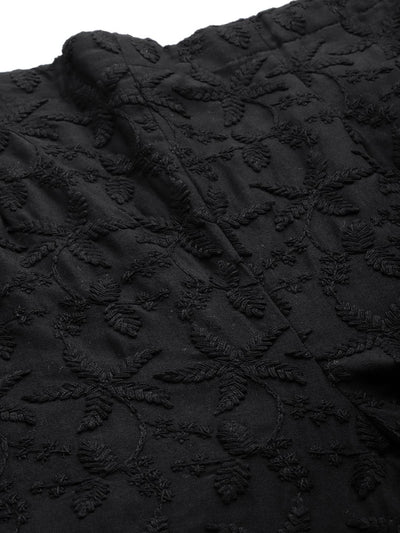 Black Embroidered Cotton Palazzos - Libas