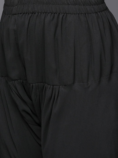 Black Embroidered Georgette Anarkali Suit Set - Libas