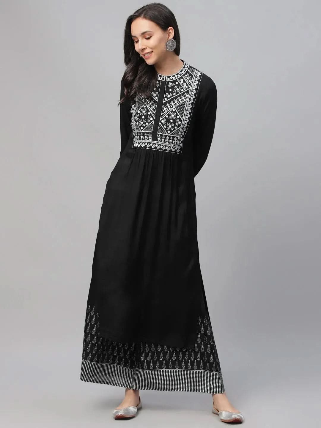 

Buy Black Embroidered Shantoon Kurta - 9171- | Libas Ethnic Wear Online