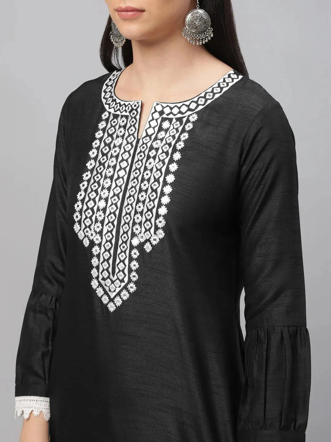 Black Embroidered Shantoon Suit Set - Libas