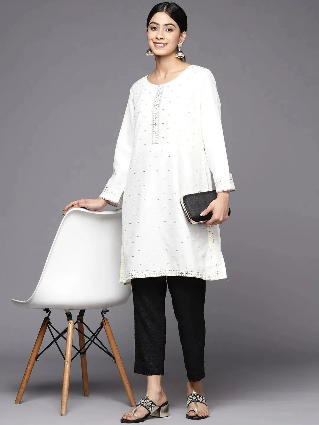 Black Embroidered Viscose Rayon Trousers - Libas 