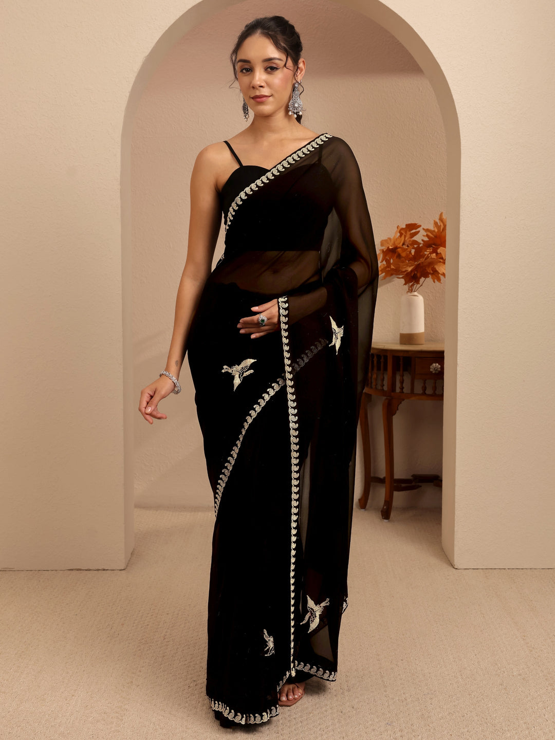  Black Georgette Saree 