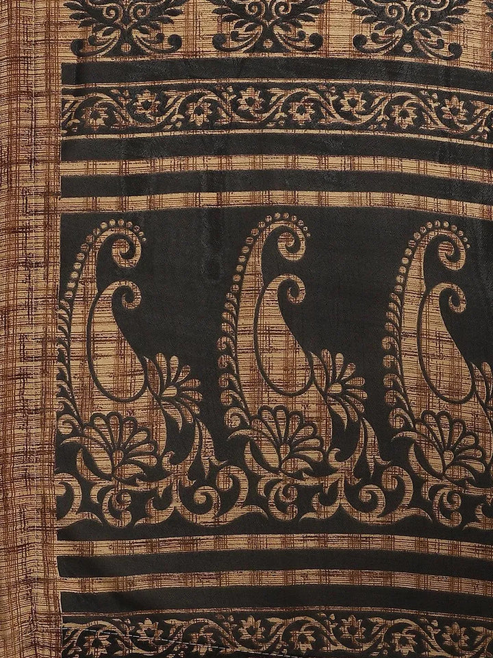 Black Printed Chiffon Saree - Libas