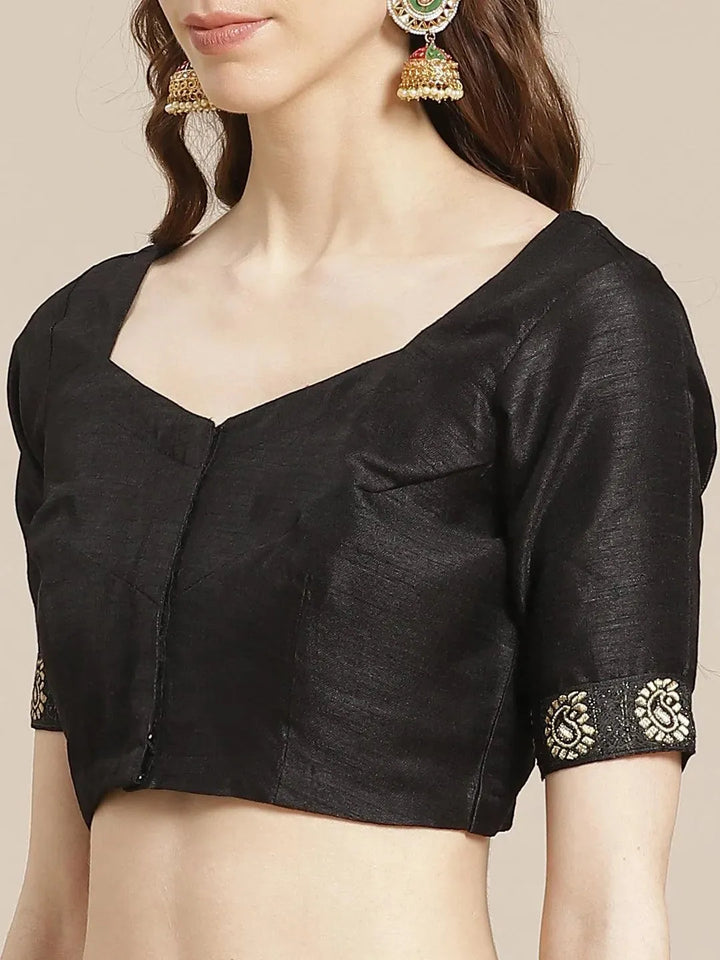 Black Printed Chiffon Saree - Libas