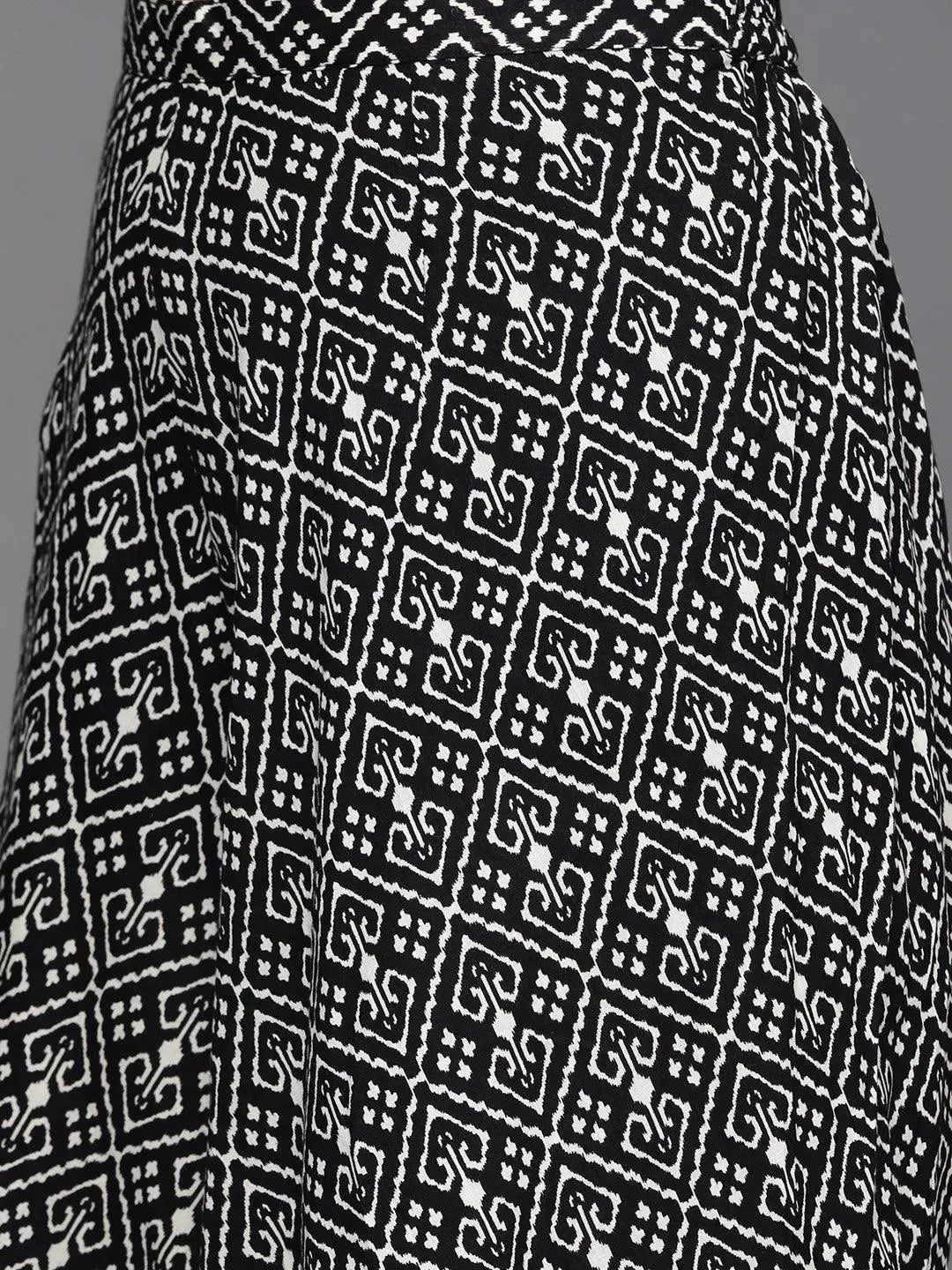 Black Printed Cotton Kurta Set - Libas 
