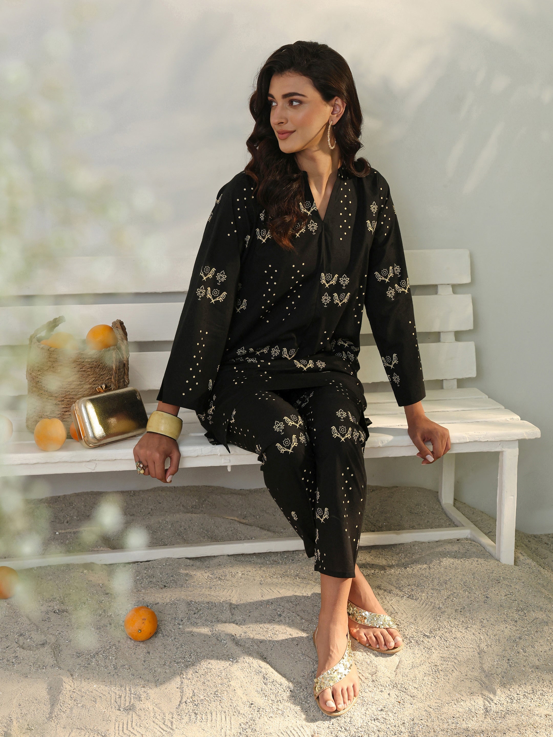 libas Black Printed Cotton Co-Ord Set-picture-15