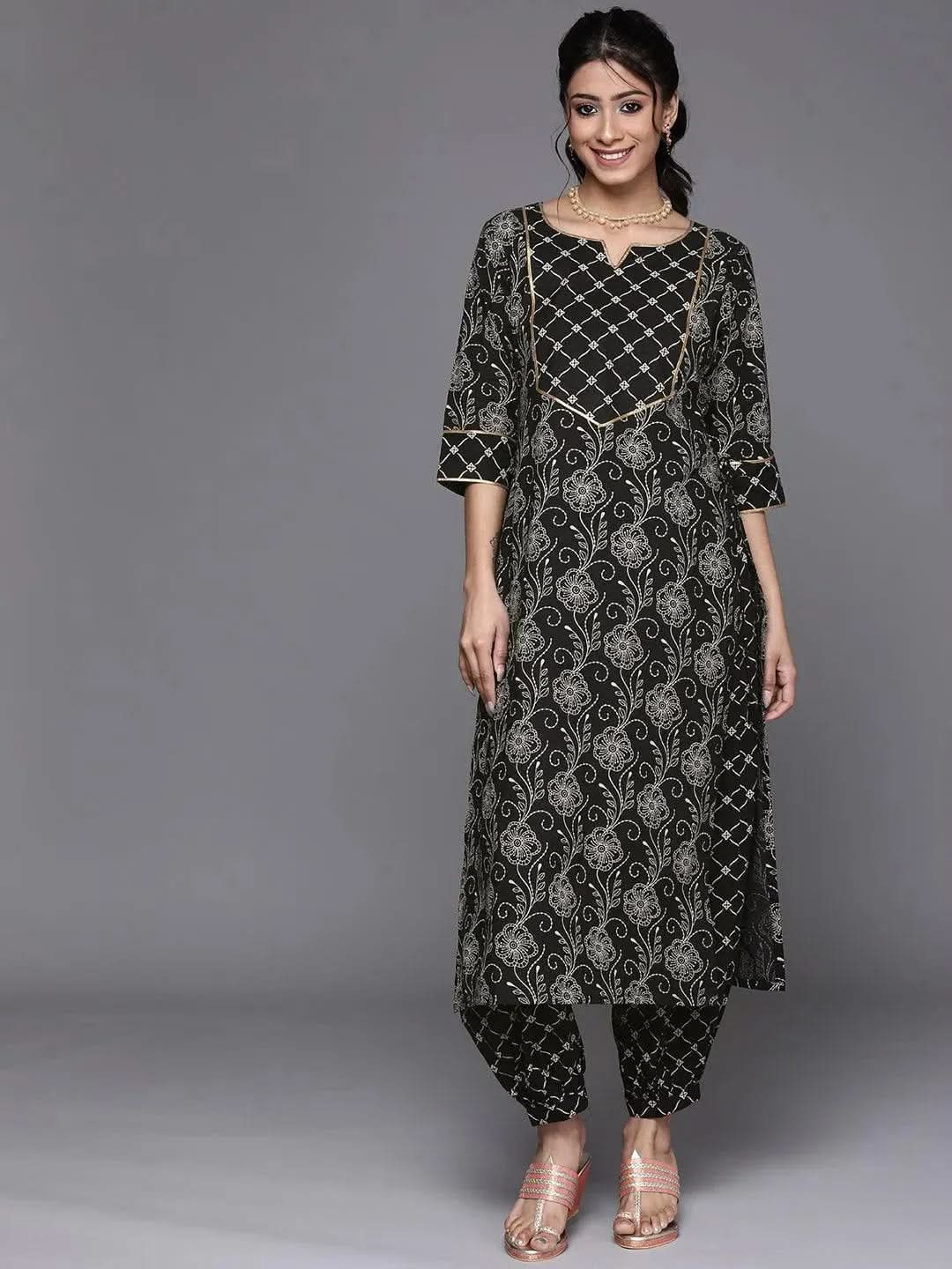 

Buy Black Printed Cotton Kurta - 23359O- | Libas Ethnic Wear Online