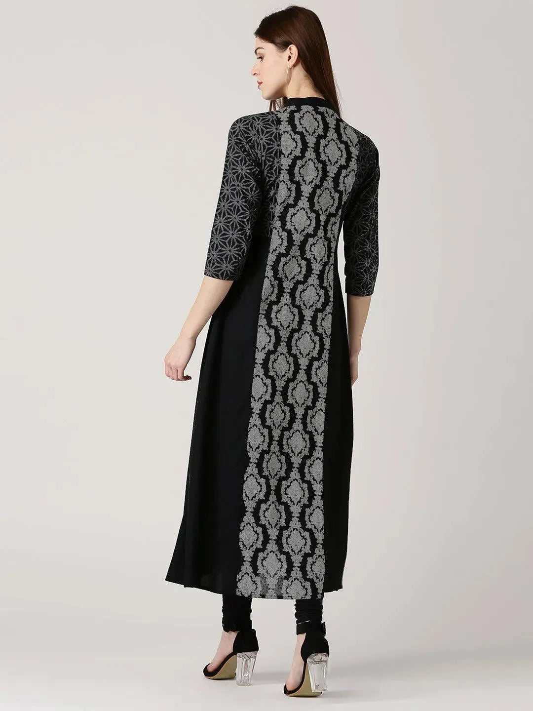 Black Printed Cotton Kurta - Libas 