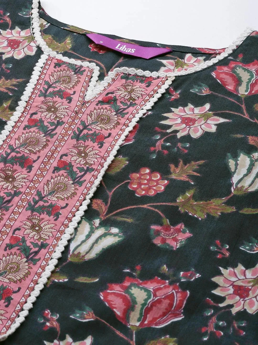 Black Printed Cotton Kurta - Libas 
