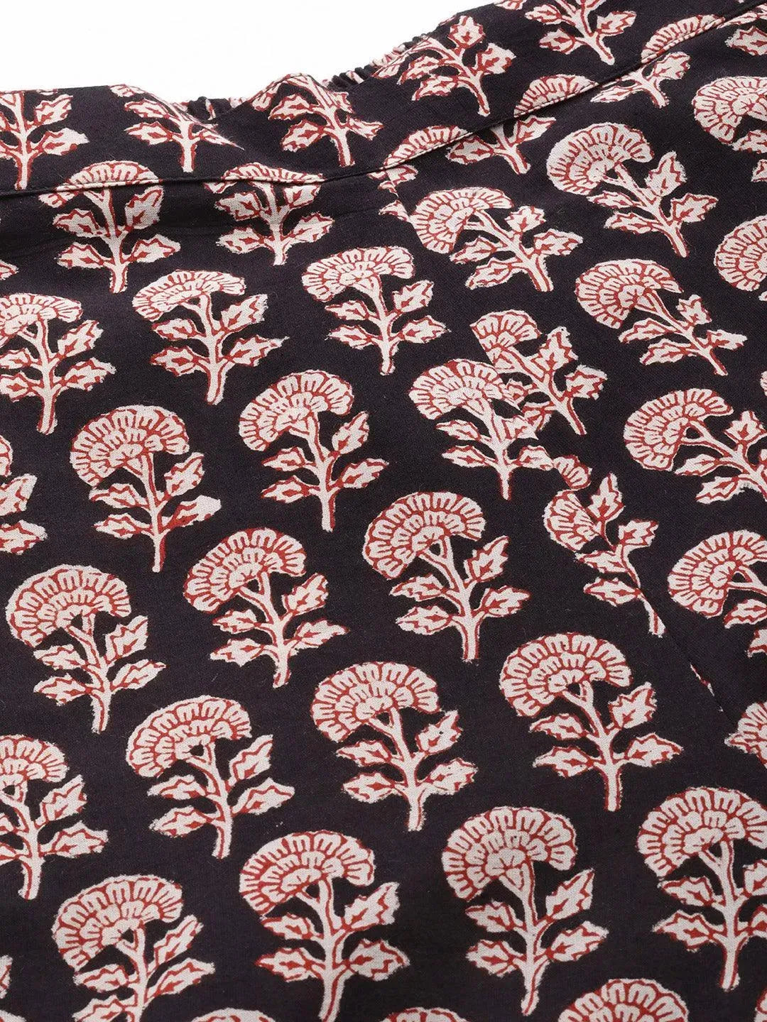 Black Printed Cotton Night Suit - Libas 