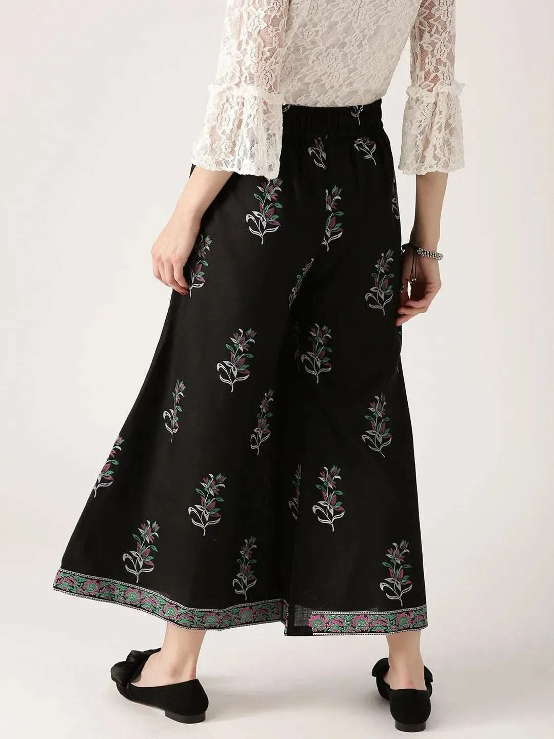 

Buy Black Printed Cotton Palazzos - PL261- | Libas Ethnic Wear Online