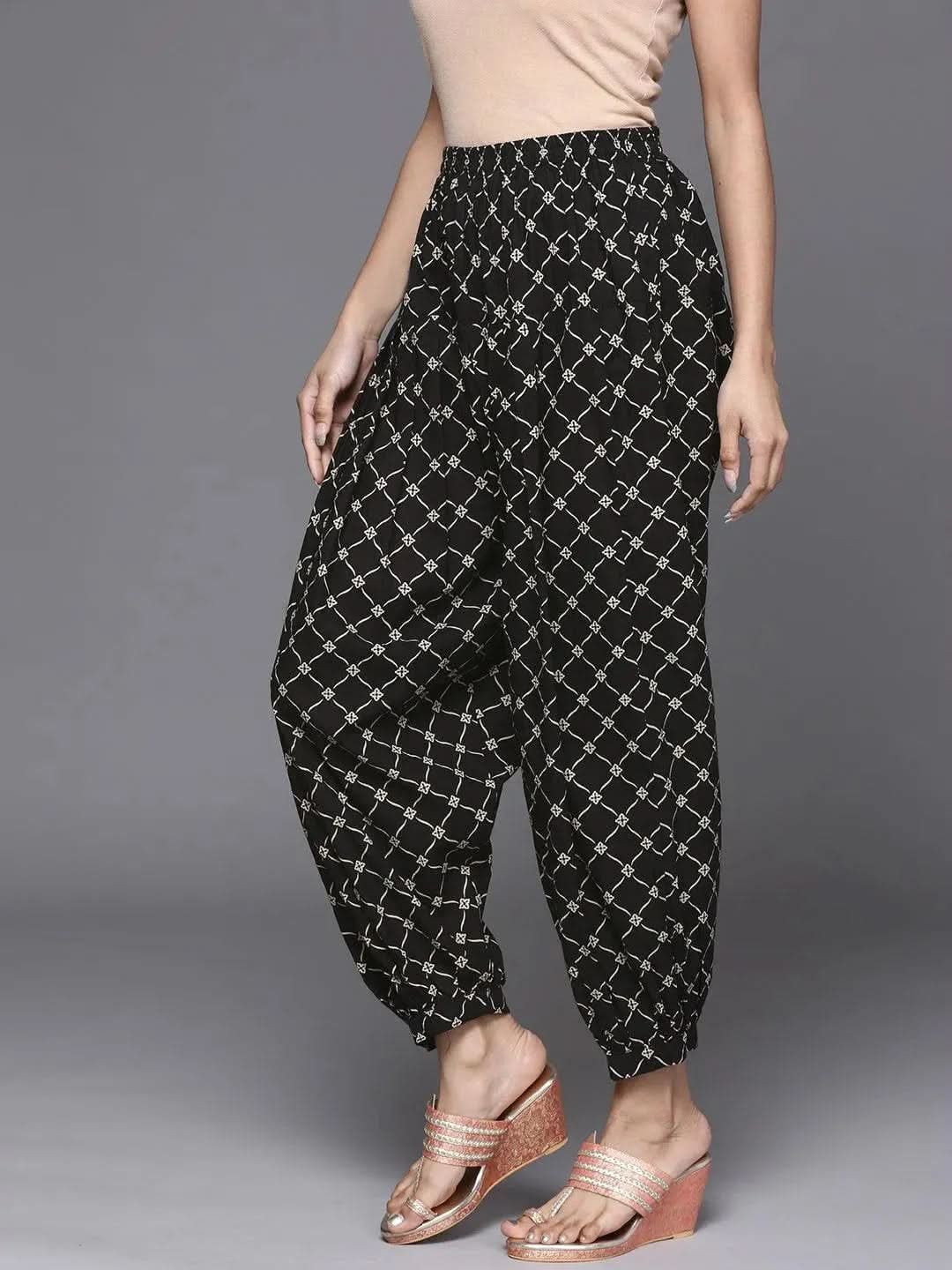 

Black Printed Cotton Salwar Pants