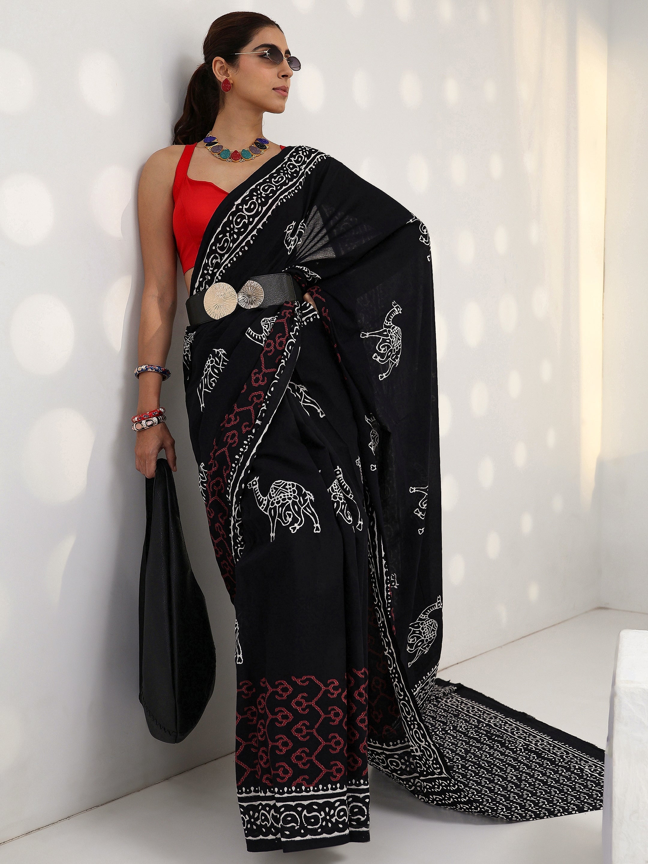 libas Black Printed Cotton saree-picture-62