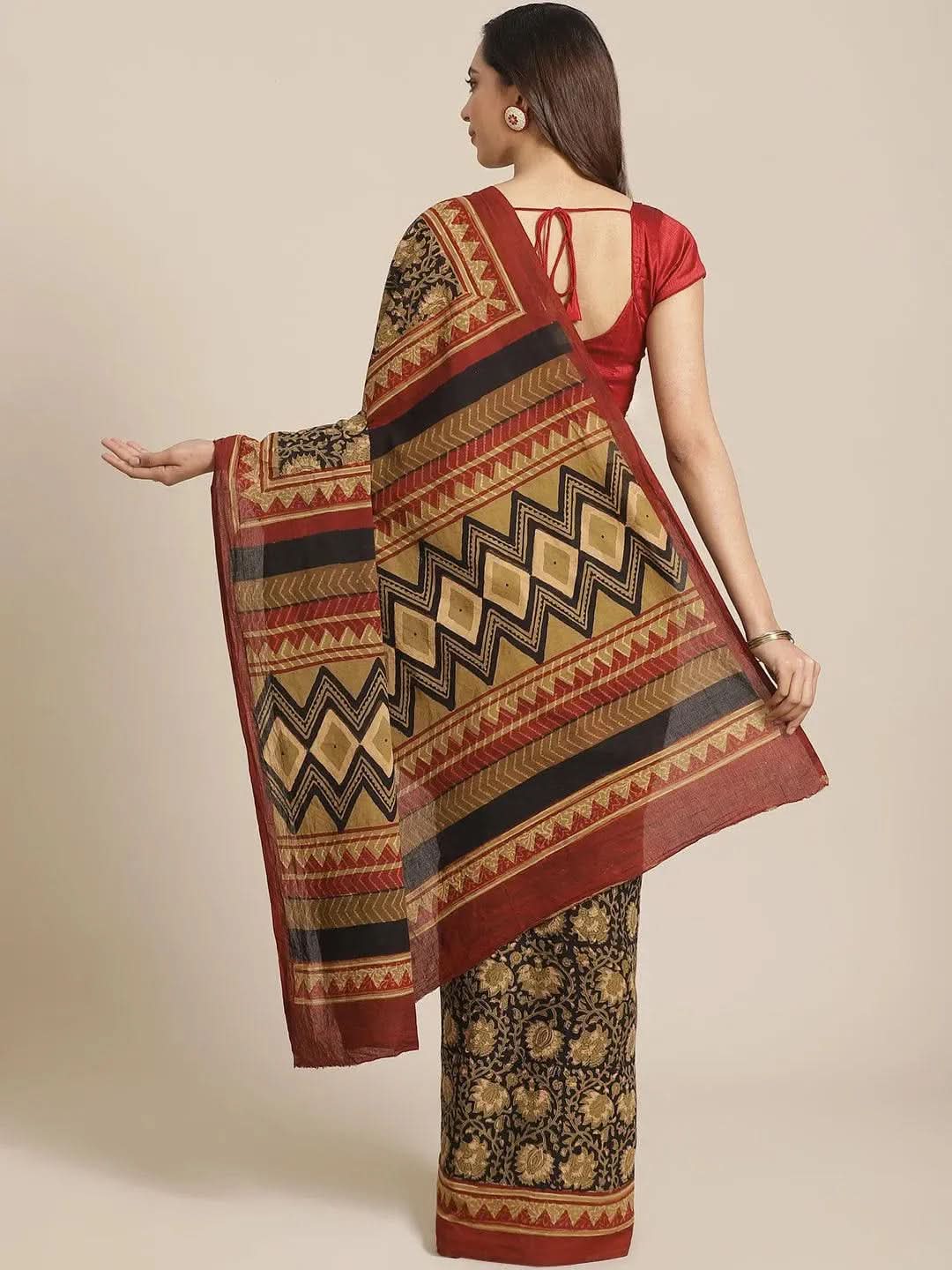 

Black Printed Cotton Saree