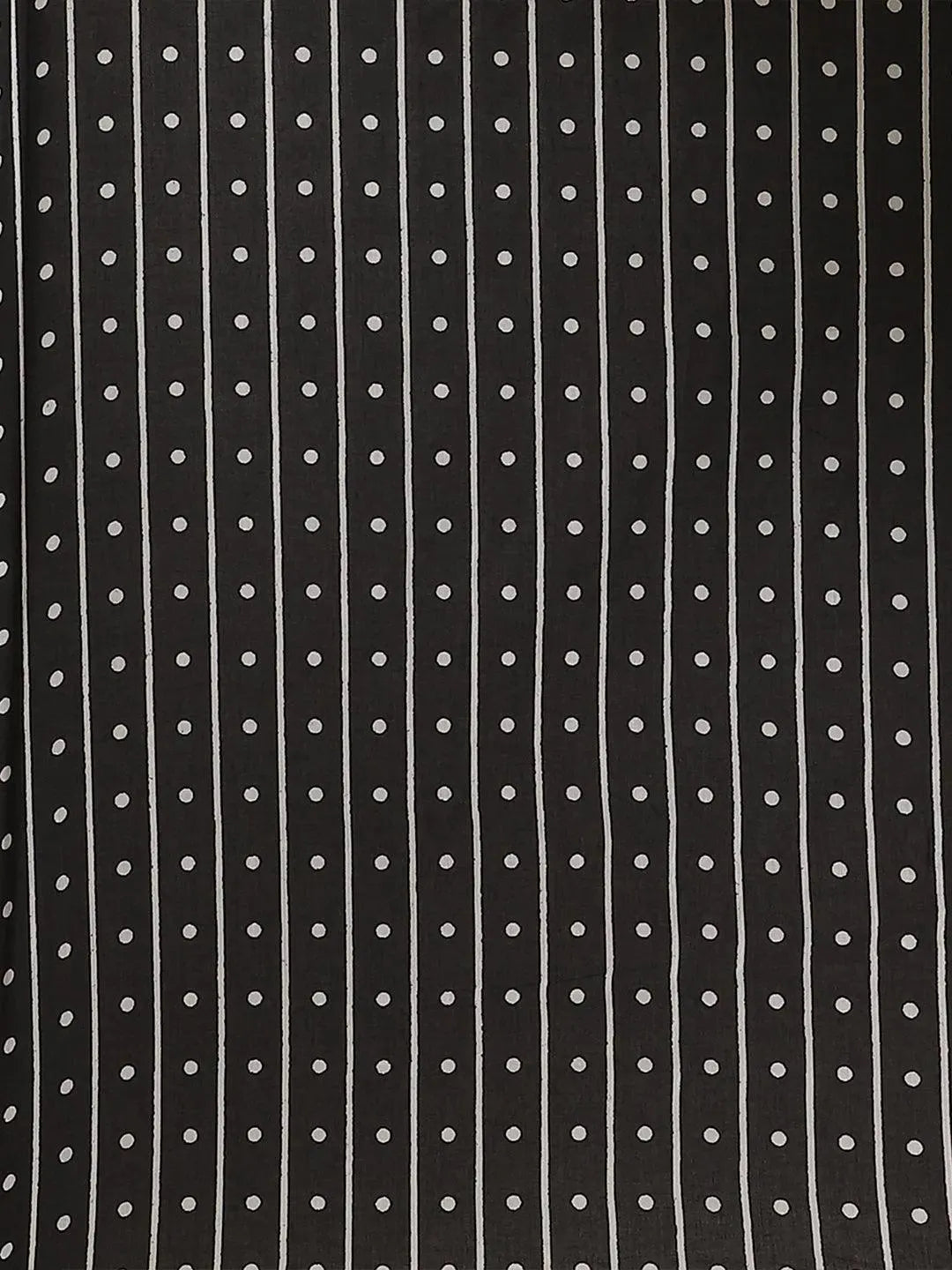 Black Printed Cotton Saree - Libas 