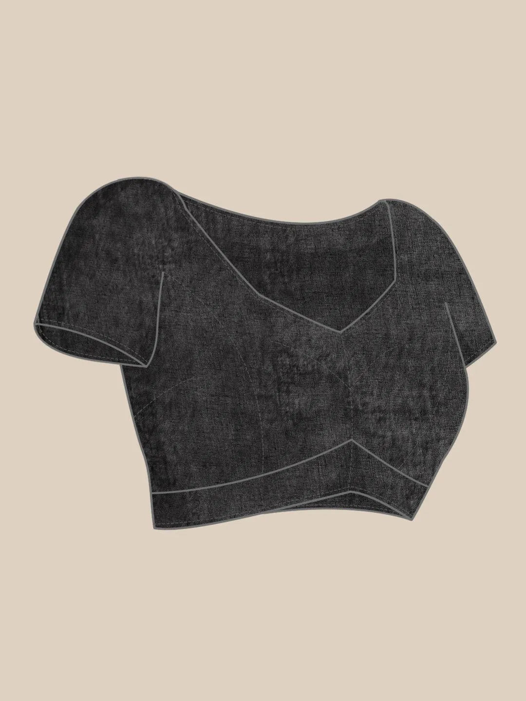 Black Printed Cotton Saree - Libas 