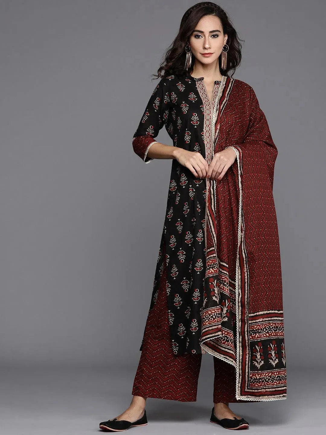 

Buy Black Printed Cotton Suit Set - 20119O-XS | Libas Ethnic Wear Online