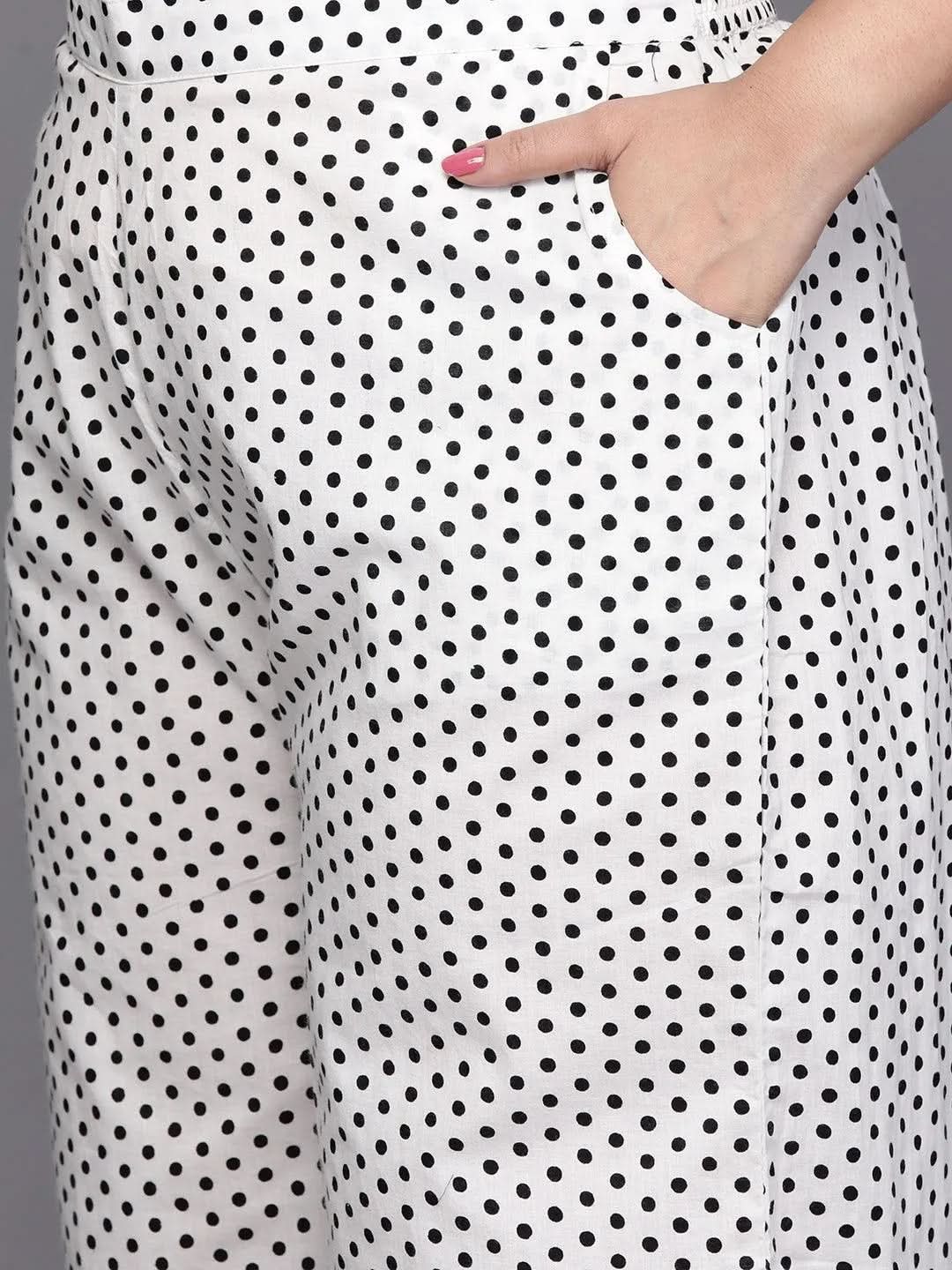 Black Yoke Design Cotton Straight Kurta With Trousers & Dupatta - Libas 