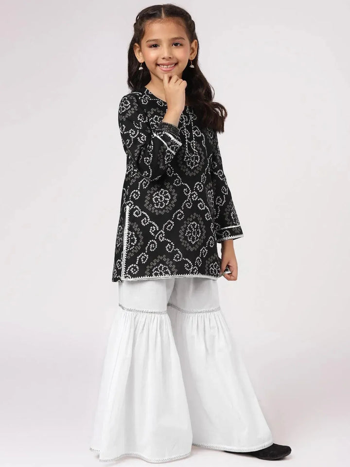 Black Printed Cotton Suit Set - Libas