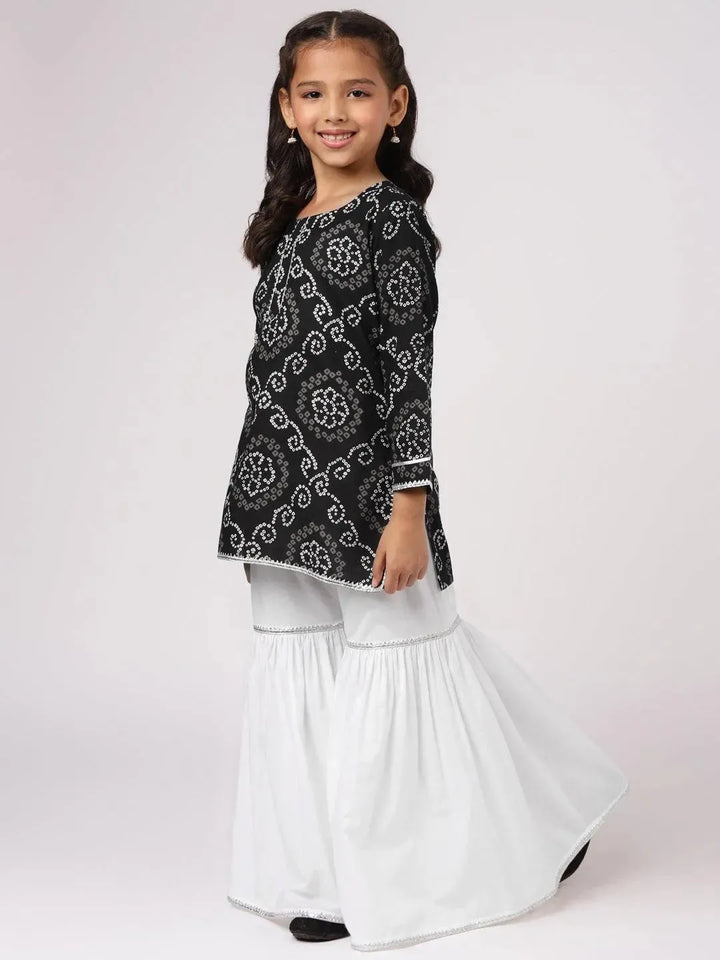 Black Printed Cotton Suit Set - Libas