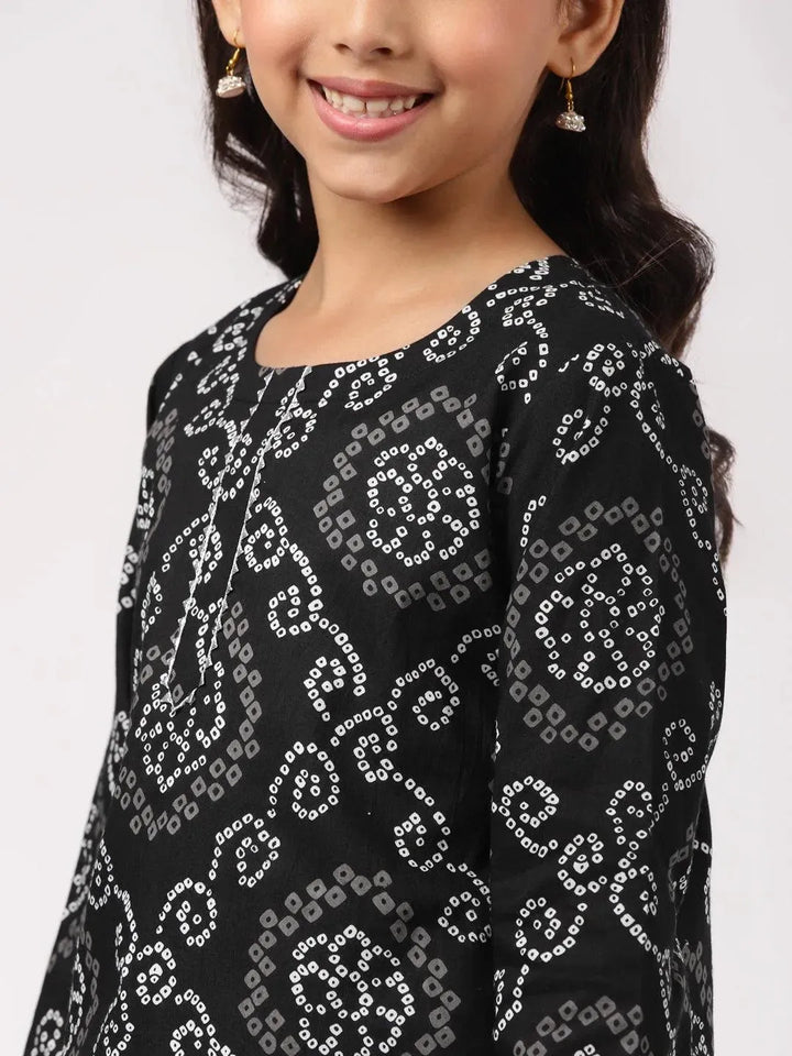 Black Printed Cotton Suit Set - Libas