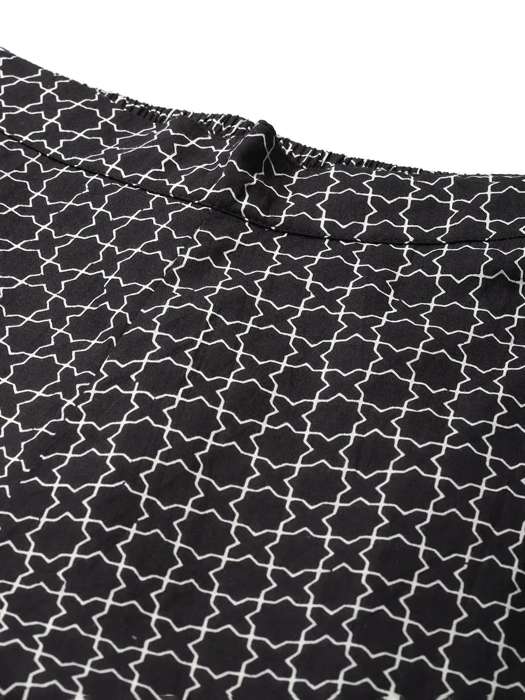 Black Printed Cotton Trousers - Libas 