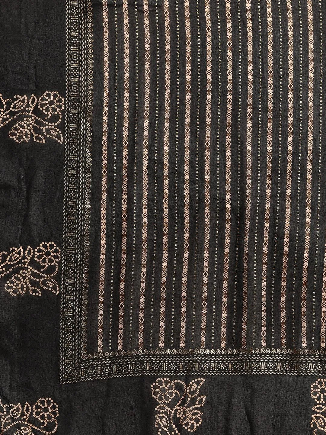 Black Printed Georgette Saree - Libas 