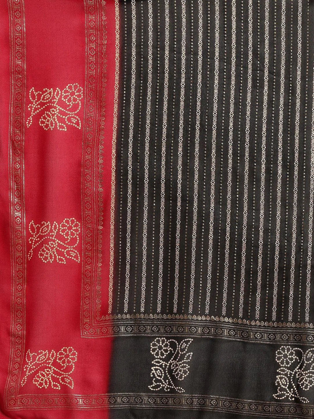 Black Printed Georgette Saree - Libas 