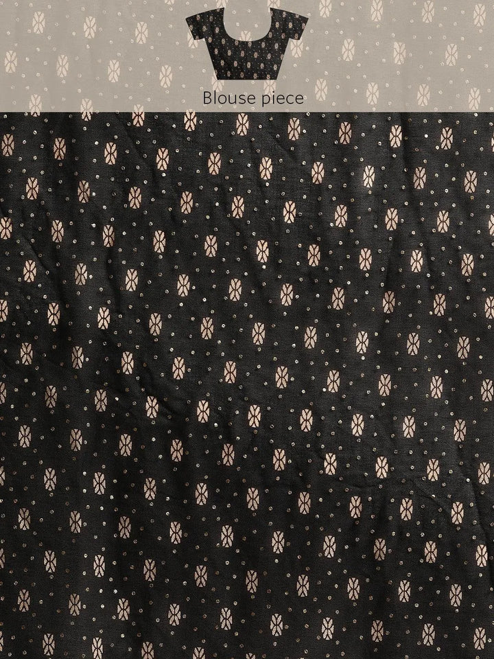Black Printed Georgette Saree - Libas