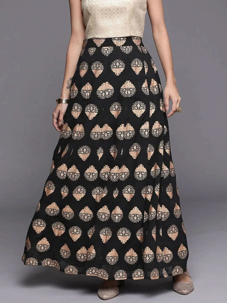 Gerua Black Printed Georgette Skirt